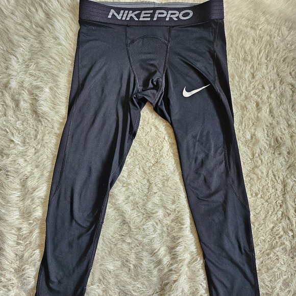 NIKE PRO Jock Man's Black spandex TIGHTS 3/4 Compression Pants Size M - Picture 2 of 9